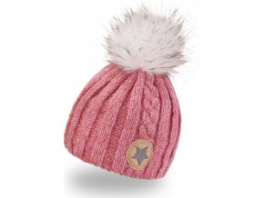 Little Angel Čepice pletená žebro copánek Outlast ® - červený melír (Velikost 4 | 45-48 cm)