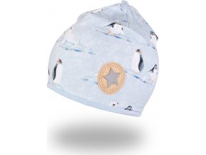 Little Angel Čepice podšitá Outlast® - tučňáci/sv.modrá (Velikost 3 | 42-44 cm)