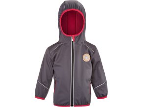 Little Angel bunda softshell STRETCH - šedá/růžová (Velikost 86)