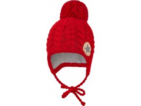Little Angel Čepice pletená zavazovací copánky LA Outlast ® - červená (Velikost 3 | 42-44 cm)