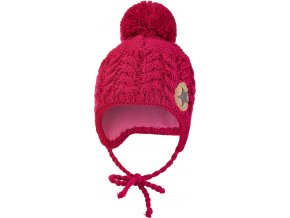 Little Angel Čepice pletená zavazovací copánky LA Outlast ® - růžová (Velikost 3 | 42-44 cm)