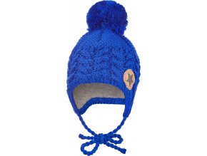 Little Angel Čepice pletená zavazovací copánky LA Outlast ® - modrá (Velikost 3 | 42-44 cm)