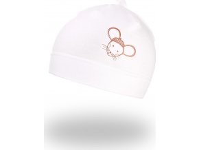 Little Angel Čepice smyk kojenecká obrázek Outlast® - bílá/myška (Velikost 0 | 33-35 cm)