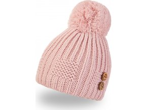 Little Angel Čepice pletená bambule knoflíky Outlast ® - sv.růžová (Velikost 3 | 42-44 cm)