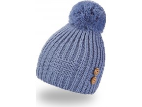 Little Angel Čepice pletená bambule knoflíky Outlast ® - ocelová (Velikost 3 | 42-44 cm)