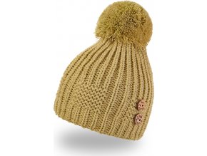 Little Angel Čepice pletená bambule knoflíky Outlast ® - sv.zelená (Velikost 3 | 42-44 cm)