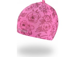 Little Angel Čepice smyk natahovací TISK Outlast ® - růžová pivoňky (Velikost 3 | 42-44 cm)