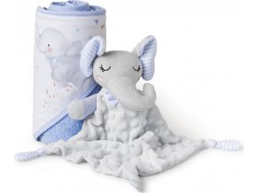 INTERBABY | SET - OSUŠKA froté 100x100 SLONÍK + PŘÍTULKA - modrá