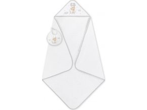 INTERBABY | OSUŠKA froté Medvídek na houpačce + bryndák - bílo/šedá
