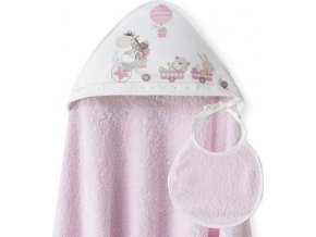 INTERBABY | OSUŠKA froté ZVÍŘÁTKA + bryndák - růžová