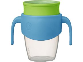 360° netekoucí učící hrneček 250 ml - modrý/zelený