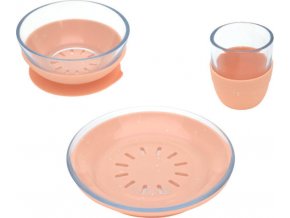 Lässig BABIES Dish Set Glass/Silicone apricot