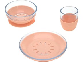 LÄSSIG BABIES LÄSSIG Dish Set Glass/Silicone 2024 apricot (Varianta LÄSSIG Dish Set Glass/Silicone 2024 apricot)