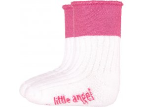 Little Angel ponožky froté Outlast® - bílá/růžová (Velikost 10-14 | 7-9 cm)