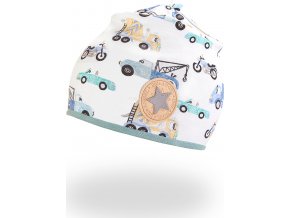 Little Angel Čepice podšitá Outlast® - sv.mentol auta/tm.lišejník (Velikost 3 | 42-44 cm)