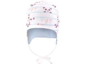 Little Angel Čepice podšitá zavazovací Outlast® - panda pruhy/sv.modrá (Velikost 1 | 36-38 cm)