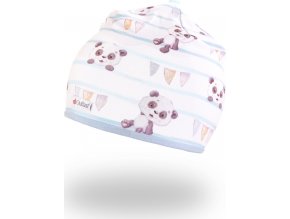 Little Angel Čepice podšitá Outlast® - panda pruhy/sv.modrá (Velikost 1 | 36-38 cm)