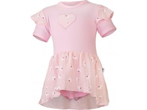 Little Angel body šaty tenké KR set Outlast® - růžová baby/sv.růžová kopretiny