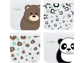 Opakovatelně použitelné sáčky na svačinu 4ks- Panda, Medvěd
