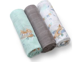 BABYONO BABYONO Pleny bambusové 3 ks Blue-grey, 70x70 cm