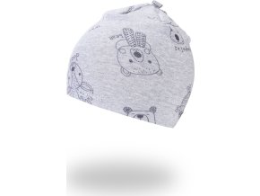 Little Angel Čepice smyk natahovací TISK Outlast ® - šedý melír zvířátka (Velikost 3 | 42-44 cm)