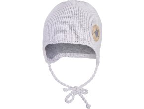 Little Angel Čepice pletená zavazovací LA Outlast ® - sv.kouřová (Velikost 1 | 36-38 cm)