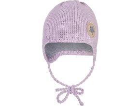 Little Angel Čepice pletená zavazovací LA Outlast ® - sv.fialová (Velikost 1 | 36-38 cm)
