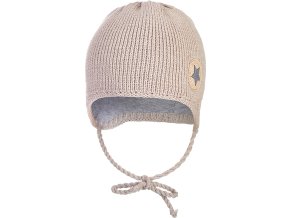 Little Angel Čepice pletená zavazovací LA Outlast ® - cappuccino (Velikost 1 | 36-38 cm)