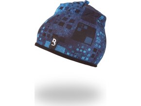 Little Angel Čepice podšitá Outlast® - denim čtverce/černá (Velikost 5 | 49-53 cm)