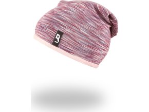 Little Angel Čepice podšitá spadlá Outlast® - bordó melír/sv.pudrová (Velikost 5 | 49-53 cm)
