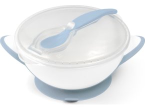 BABYONO BABYONO Miska uzavíratelná s přísavkou a lžičkou 300 ml světle modrá 6m+