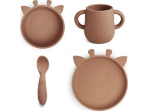 NUUROO Lykke Silikonový Jídelní set Giraf Chocolate Malt
