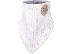 Little Angel Šátek na krk podšitý Outlast® - Off White/pruh bílošedý melír