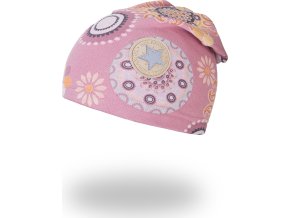 Little Angel Čepice spadlá hřejivá - starorůžová vzor (Velikost 3 | 42-44 cm)