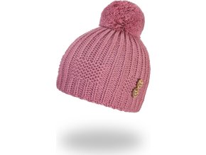 Little Angel Čepice pletená bambule knoflíky Outlast ® - starorůžová (Velikost 4 | 45-48 cm)