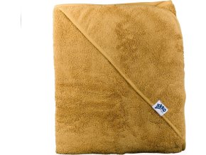 BIO bavlněná froté osuška s kapucí XKKO Organic 90x90 - Honey Mustard