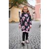 Little Angel Šaty mikinové - černá květy (Velikost 86)