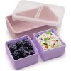 Silikonový bento box na svačinu 700 ml - růžový/fialový