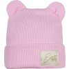 ESITO | Zimní žebrovaná čepice s oušky Color Pink (Velikost 30)