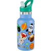 SKIPHOP SKIP HOP Láhev s nálepkami se slámkovým náústkem nerezová modrá 380 ml, 4r+