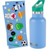 SKIPHOP SKIP HOP Láhev s nálepkami se slámkovým náústkem nerezová modrá 380 ml, 4r+