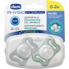CHICCO CHICCO Dudlík Physio Micro silikonový 0-2m noční 2 ks