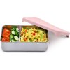 Nerezový Bento box 740 ml se silikonovým víkem - růžový