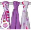 Bambusové pleny XKKO BMB Hearts&Waves Lilac MIX 70x70cm - 3ks