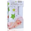 Baby set - bambusová osuška green stars / zelené hvězdičky + bambusová osuška white / bílá