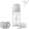 SUAVINEX | SADA LÁHEV 270ml + dudlík fyziologický 0/6m + klip JOY - stříbrná (Varianta SUAVINEX | SADA LÁHEV 270ml + dudlík fyziologický 0/6m + klip JOY - stříbrná)