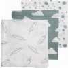 Plenky 3-balení Feathers-clouds-dots stone green/white