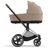 cybex priam kombikinderwagen cozy beige chrome brown mit babywanne seite