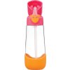 b.box Lahev na pití s brčkem 600 ml - růžová/oranžová