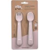 INTERBABY | SET silikonová LŽIČKA + VIDLIČKA - růžový